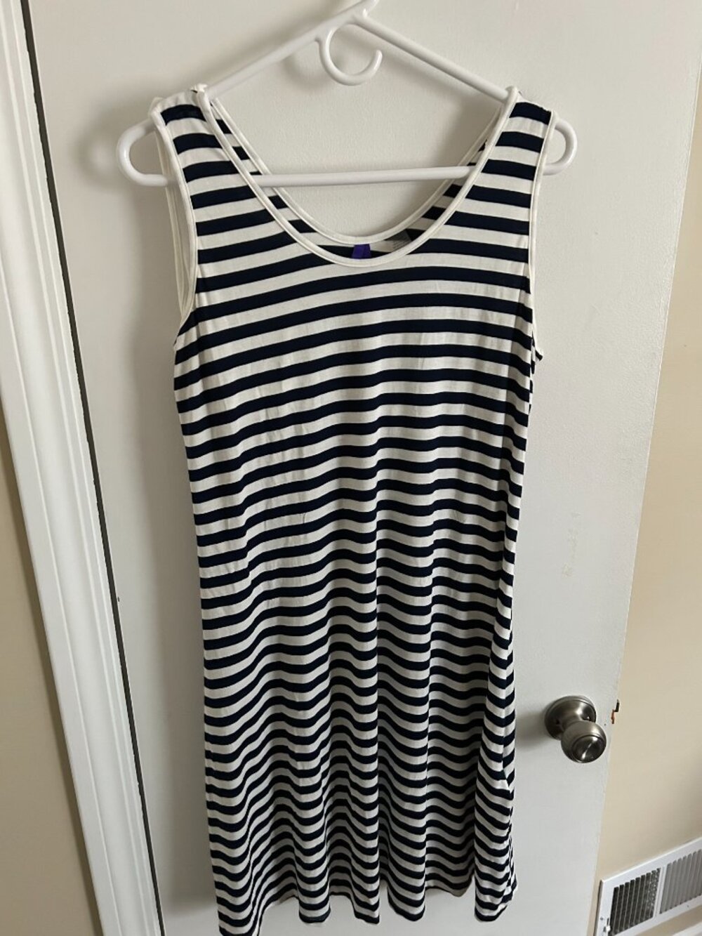 Seraphine Navy and White Striped Maternity Dress - Picture 3 of 5